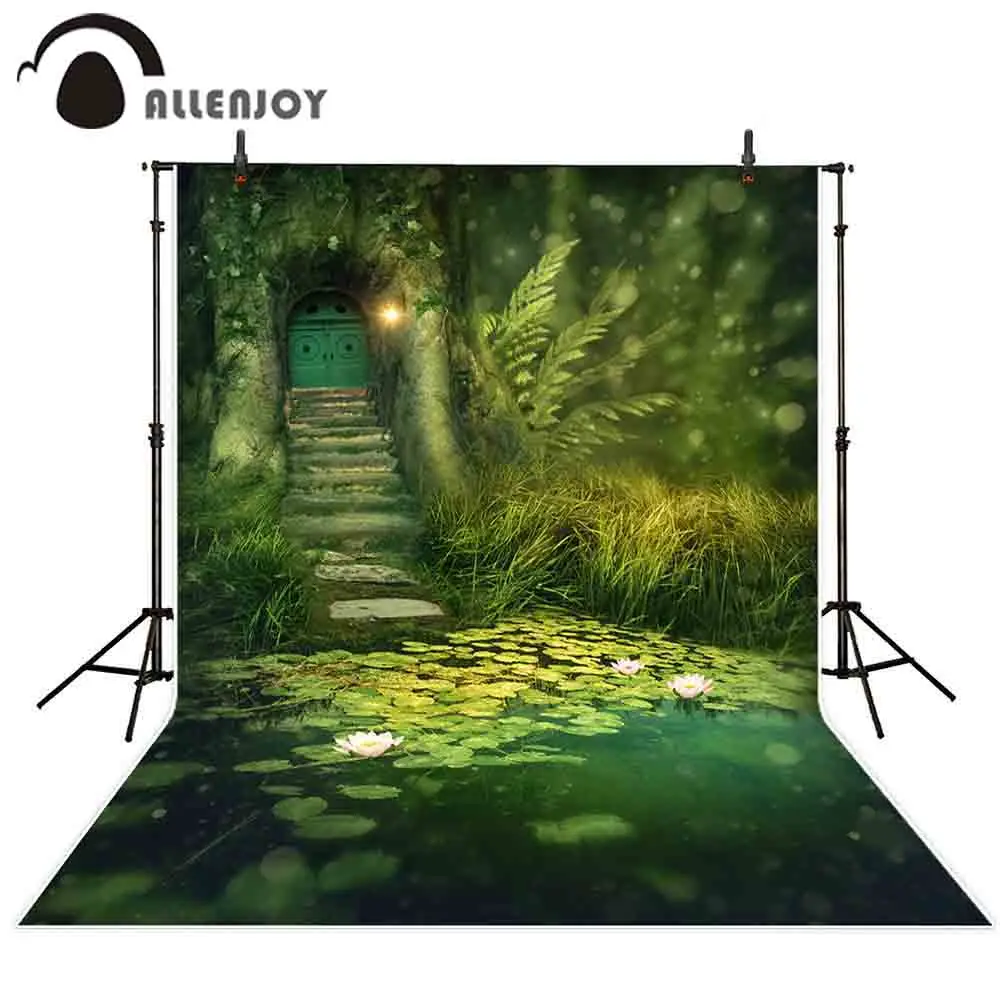 

Allenjoy spring backdrop lake lotus flower fairy tale magic birthday newborn photo studio backdrop photography photozone