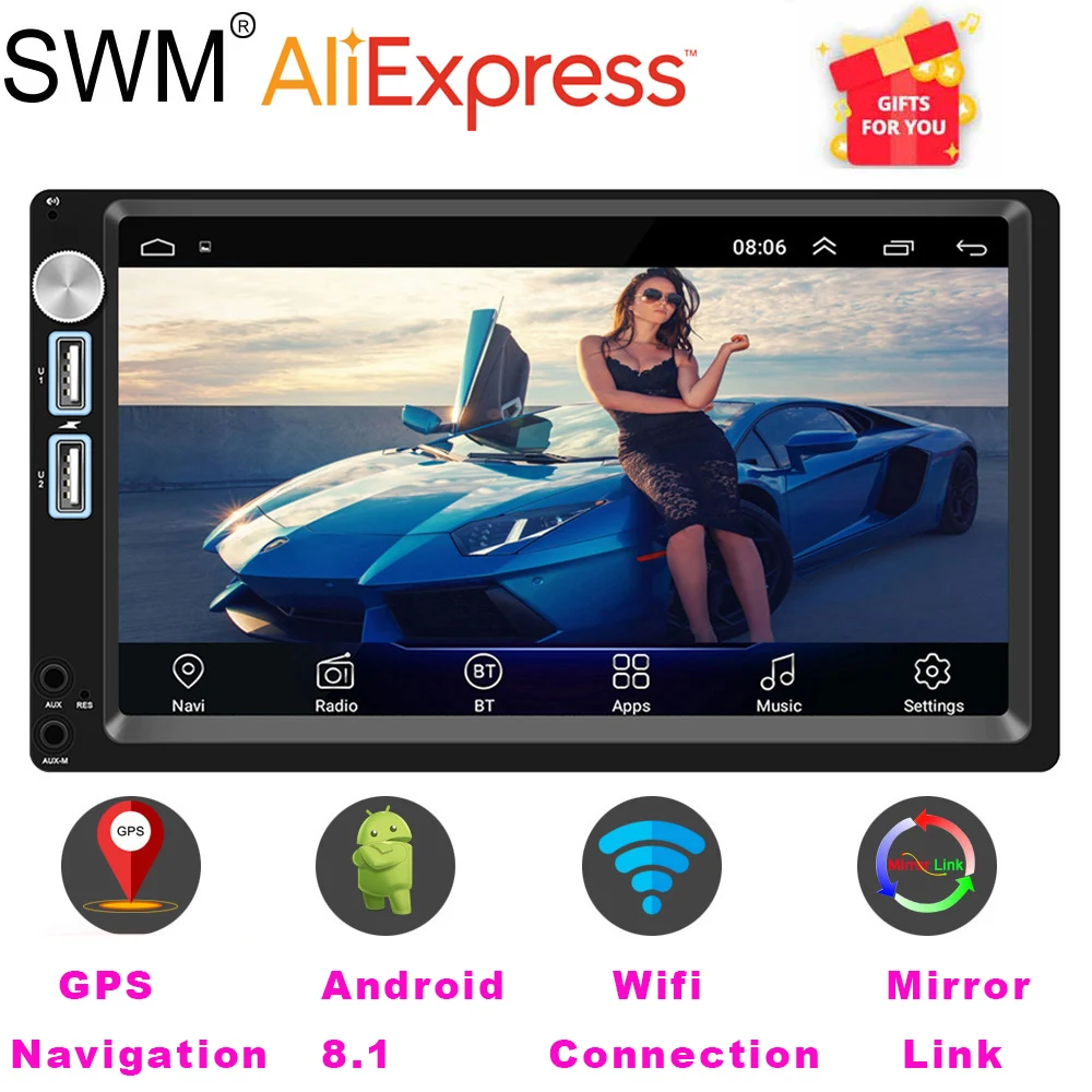 Дешево Автомобильный радиоприемник андроид 8,1 2 din MP5 font b gps b font стереофонический радиоприемник 2din автомобильный стерео аудио Радио пункт Китай автомобиль ...