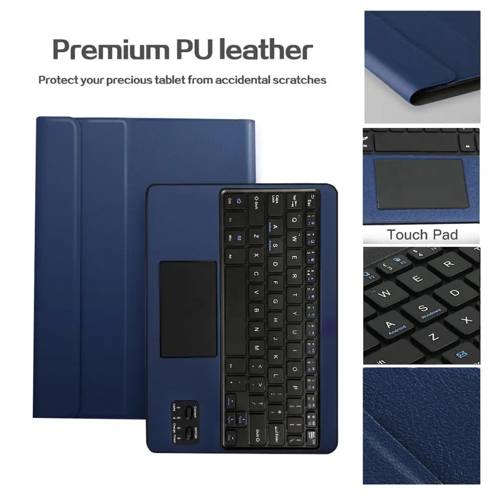 For Samsung Galaxy Tab 4 10.1/Tab S 10.5/Note 10.1 Bluetooth Touchpad Keyboard Folio Case Android Devices 9.7