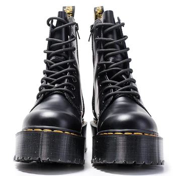 

Size 34-41 Flat Platform Boots Women Shoes Autumn Winter Fur Fashion Round Toe Lace-up Leather Ankle Boots Sexy Ladies Shoes