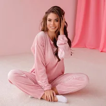 European and American Ins Fashion Velvet Sports Leisure Pink round-Collar Pajamas Suit Casual Women's Outerwear Homewear