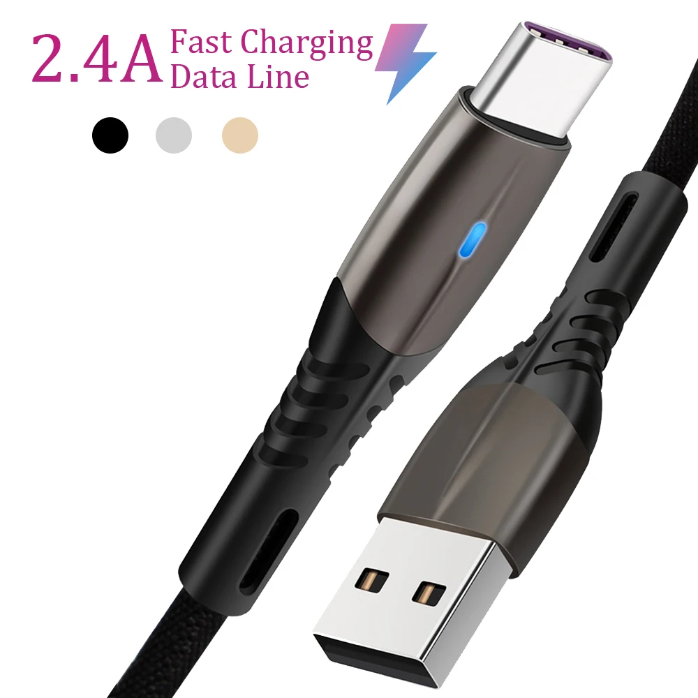 1 м type-C USB кабель для быстрой зарядки для Xiaomi Redmi Note 7 8 Pro 2A кабель для передачи данных для мобильного телефона для samsung A50 type C шнур зарядного устройства