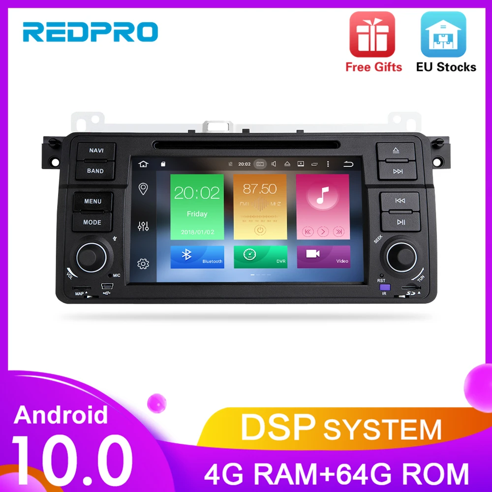 4G RAM + 64G ROM 7 &quotAndroid10.0 Автомобильный видео DVD плеер для BMW E46/M3 серии радио авто