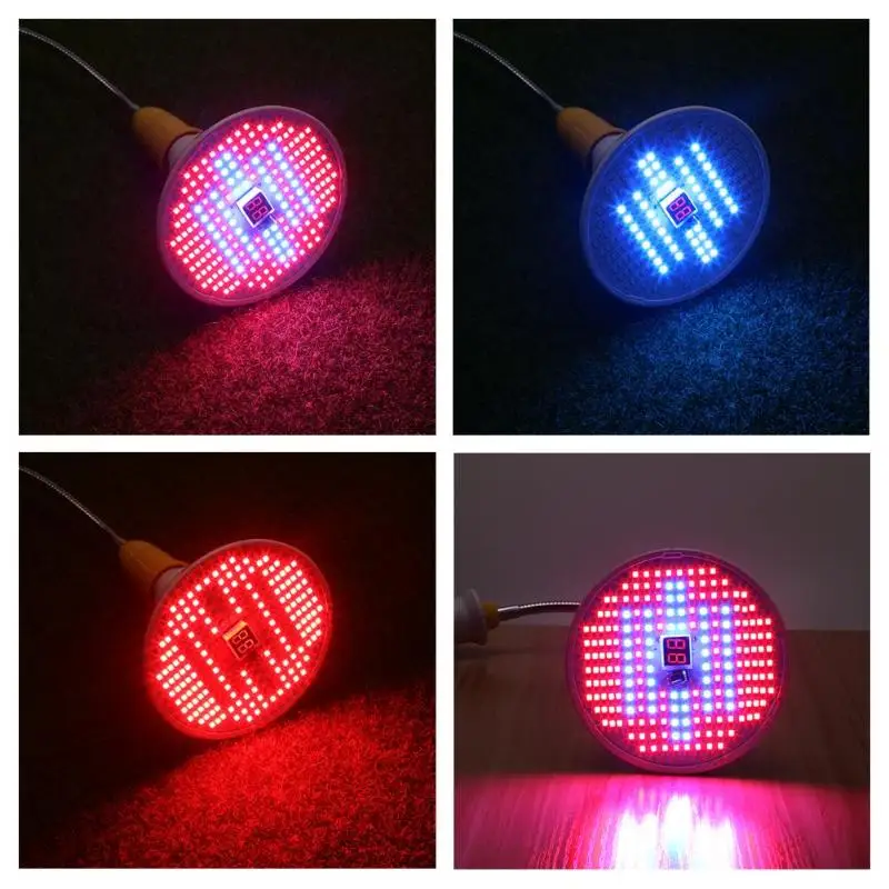 E27 204LED лампа с регулируемой яркостью, светильник для выращивания растений с дистанционным управлением