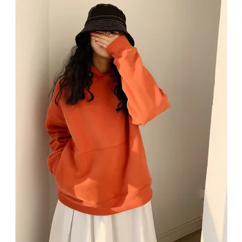 

Concise Joker Increase Rong Weiyi Woman Loose Leisure Time Even Hat Loose Coat Ins Tide Gr78 Hoodies Streetwear Oversized Hoodie