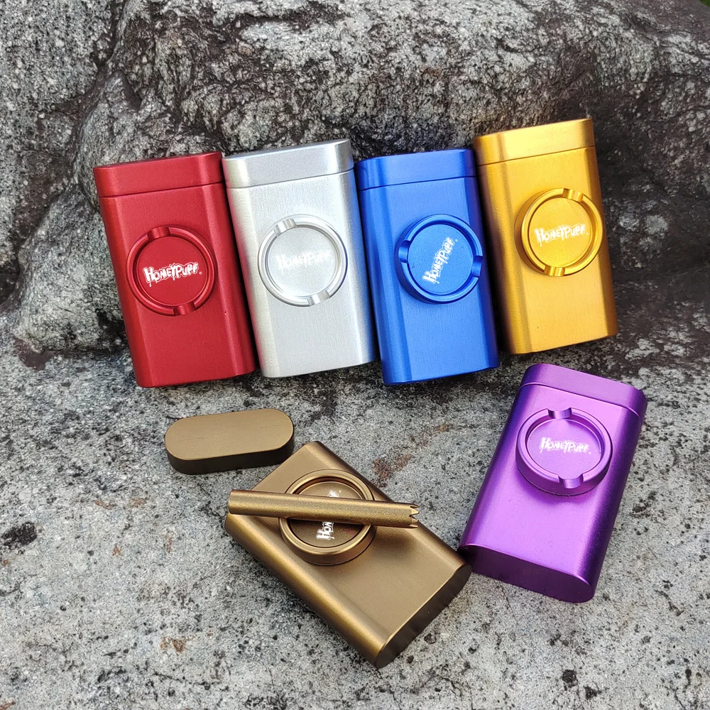 Aluminum Grind Case Pinch Hitter & Grinder Combo Tobacco Grinder Dugout Pipe Case With Storage Room Case Smoking Pipe All In One
