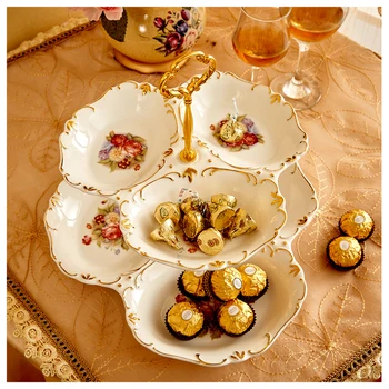 

Modern creative living room European snack plate multi-layer dry fruit plate ceramic double-layer fruit plate CY50902