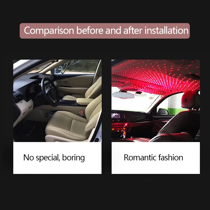  Car Roof Star Night Light Mini Laser Car Decoration Lights USB Port Starry Atmosphere Lamp Adjustab - 4000290653478