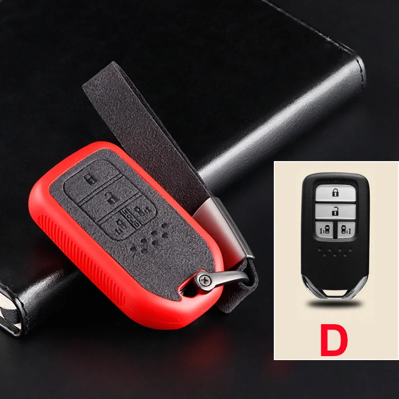 D Red Car key Cover Case For Honda Civic Accord Pilot CRV HR-V City Odyssey Fit Freed Vezel Accord Silicone Remote - Название цвета: D Red