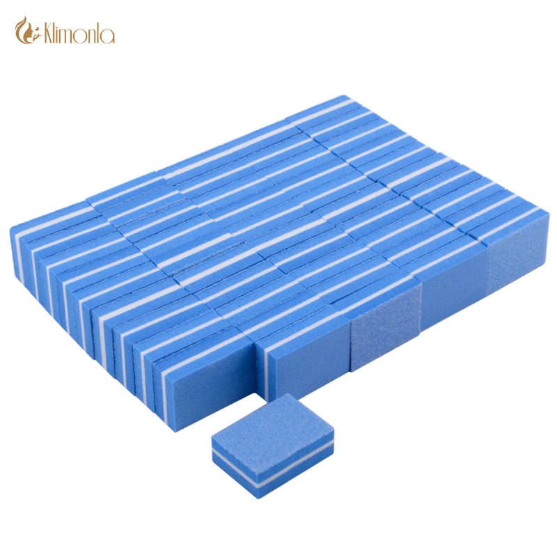 

100Pcs/Pack Mini Blue Sponge Nail File 100/180 Grit Block Square Nail Buffer Emery Board Manicure Double-Side Tool Accessories