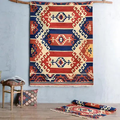 K6 Turkish folk style home hand-woven wool KILIM living room bedroom restaurant coffee table sofa thin carpet gc137kli05yg2 - Цвет: K6