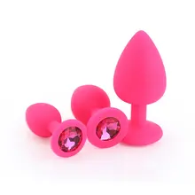 RunYu 3PCS/Set Smooth Touch Anal Butt Plug With Crystal Jewelry Silicone Anus No Vibrator Adults Sex Toys For Couples Woman Men small medium large silicone butt plug with crystal jewelry smooth touch anal plug no vibration anal sex toys for woman men gay