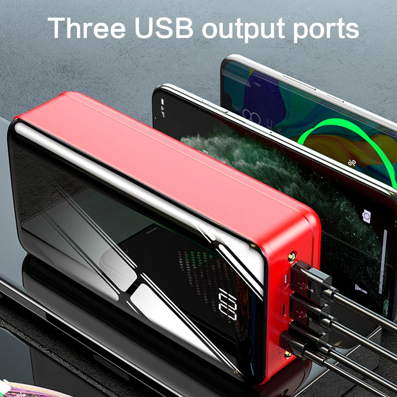 Портативное зарядное устройство с 3 USB портами емкостью 50000 мАч для iPhone 11 pro XR