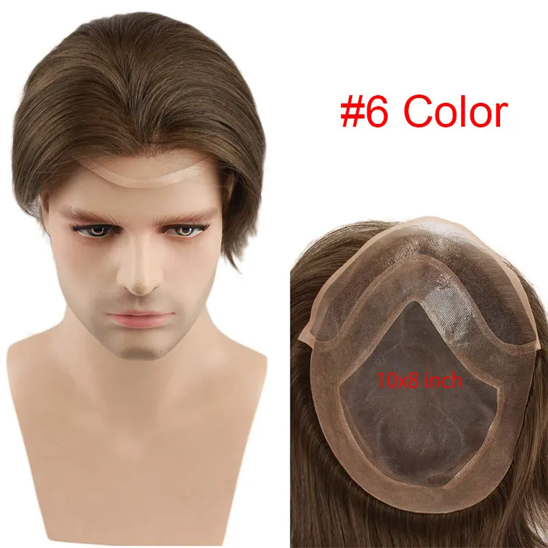 6 # Eseewigs коричневый корни 60 платиновой блондинки из эффектом деграде(переход от темного к накладки из искусственных волос 4T60 прямо бразильский Реми человеческие волосы заменить Для мужчин t Системы для Для мужчин 10x8 - Парик Цвет: 6 #