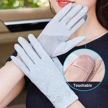 

Summer Women Anti-UV Non-slip Full Finger Touch Screen Driving Cycling Gloves Stop The Flying Spit for Summer