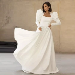 Lantern Sleeve Strapless Vestido de novia Floor-Length with Jersey Wedding Dresses for Ladies Zipper Back свадебное платье 2022