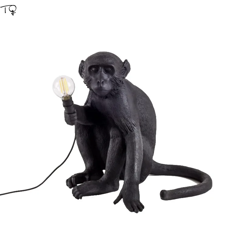 Скандинавская черная лампа в форме обезьяны пеньковая веревка Подвесные Светильники Светодиодные промышленные смолы золото черный белый гостиная столовая спальня подвесной светильник