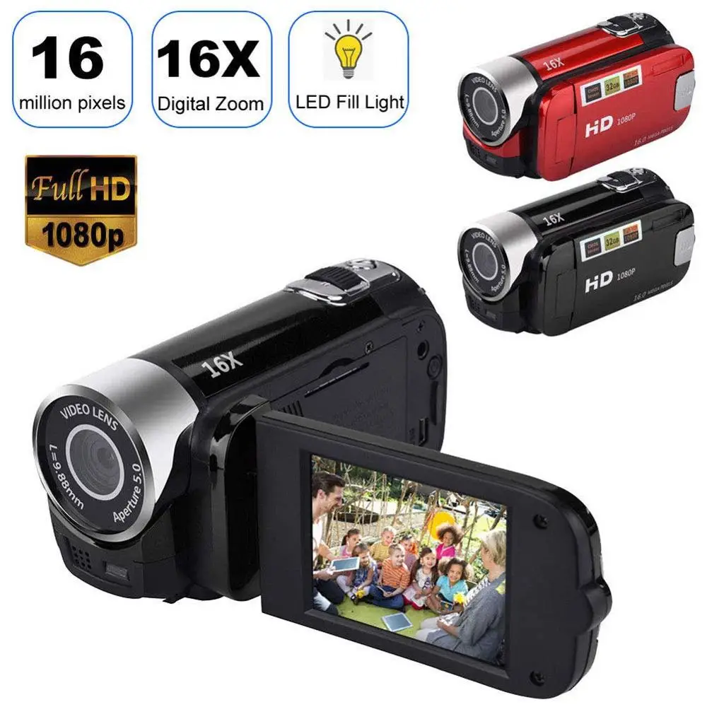 

Digital DV Camera Professional 16MP 1080P Video Camcorder For Kids Birthday Gifts Flash Rotating Screen Night Vision Kameras HD