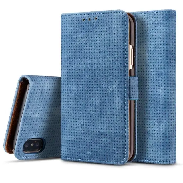 Ретро Кожаный чехол для samsung Galaxy NOTE 9 8 S9 S8 Plus S7 S6 Edge Iphone X 8 7 6S Plus 5s кошелек флип-чехол с подставкой для карт - Цвет: blue