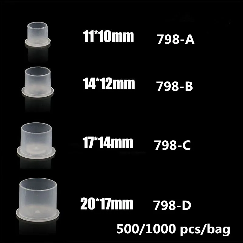 500/1000 PCS Disposable Microblading Steady Plastic Tattoo Ink Cups 4 sizes Permanent Makeup Pigment Clear Holder Container Cap 100pcs tattoo ink ring cups glue cap with sponge microblading pigment cup tattoo tool holder permanent makeup accessories supply