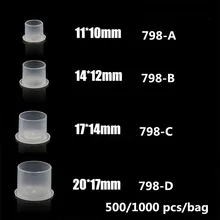 

500/1000 PCS Disposable Microblading Steady Plastic Tattoo Ink Cups 4 sizes Permanent Makeup Pigment Clear Holder Container Cap