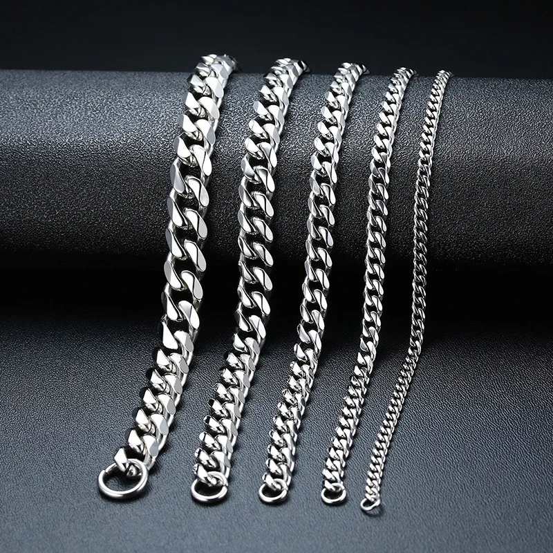 Modyle Chunky Miami Curb Chain Bracelet for Men Stainless Steel Cuban Link Chain Wristband Classic Punk Heavy Male Jewelry