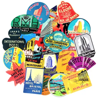 

55 PCS Hotel Style Graffiti Sticker Travel Retro Building Logo Funny Stickers to DIY Laptop Suitcase Fridge Skateboard Car Phone