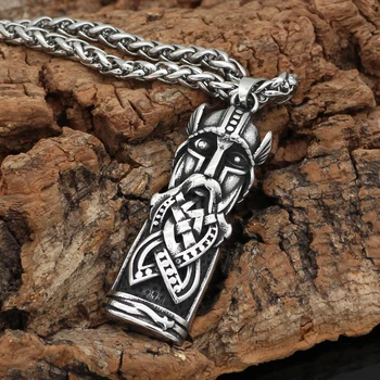 

Nordic viking rune odin amulet stainless steel Talisman Pendant necklace with viking gift bag
