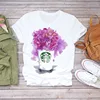 Mujer 2022 Verano de manga corta Floral flor moda camiseta de mujer Top camiseta señoras mujeres gráfico camiseta femenina ► Foto 2/6