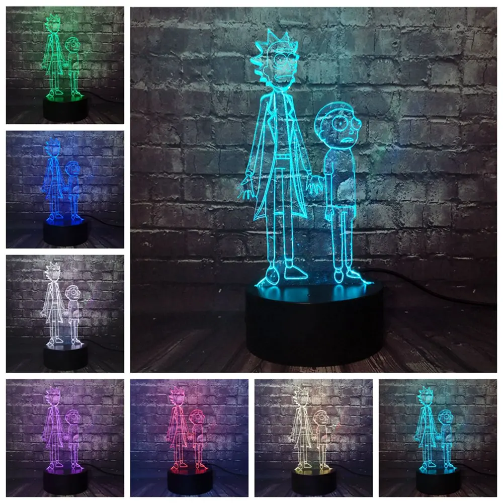Rick and Morty Table Lamp 3D Visual America comedy Comic Safe of Baby LED Cartoon Room Decor Night Light Thanksgiving Day Gift