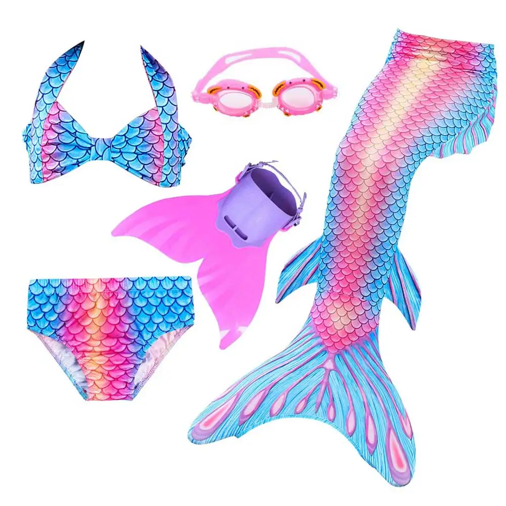 

Swimmable Girls Mermaid Tails With Monofin Bikinis Set Kids Swimsuit Mermaid Tail Cosplay Costume Swimwear for Children Swimming