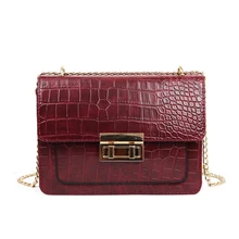 Модная женская сумка из крокодиловой кожи с клапаном, дизайнерские сумки, женские сумки, черный маленький дневной клатч, Золотая цепь, сумки через плечо для девушек