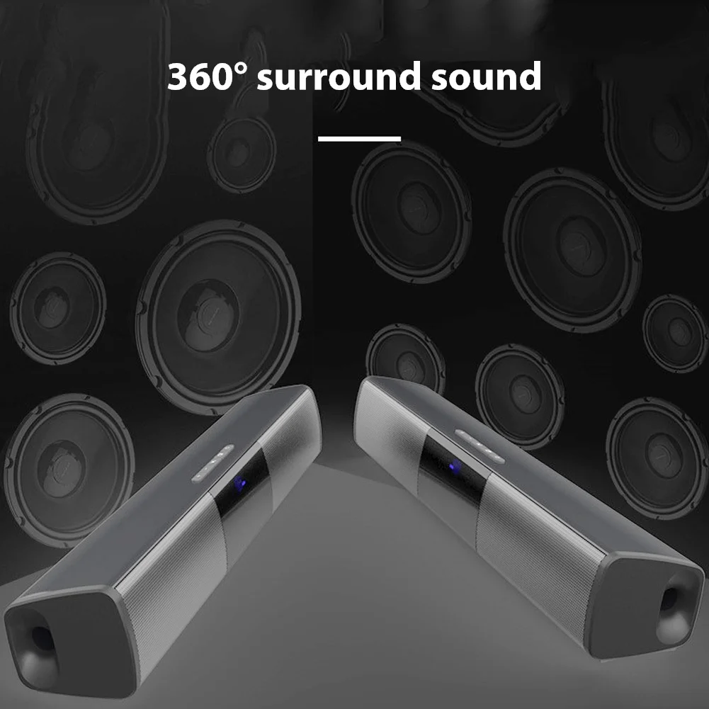 Home Theater Long Soundbar FM Radio Subwoofer Stereo Wireless Bluetooth Home Surround SoundBar Speaker for PC Theater TV