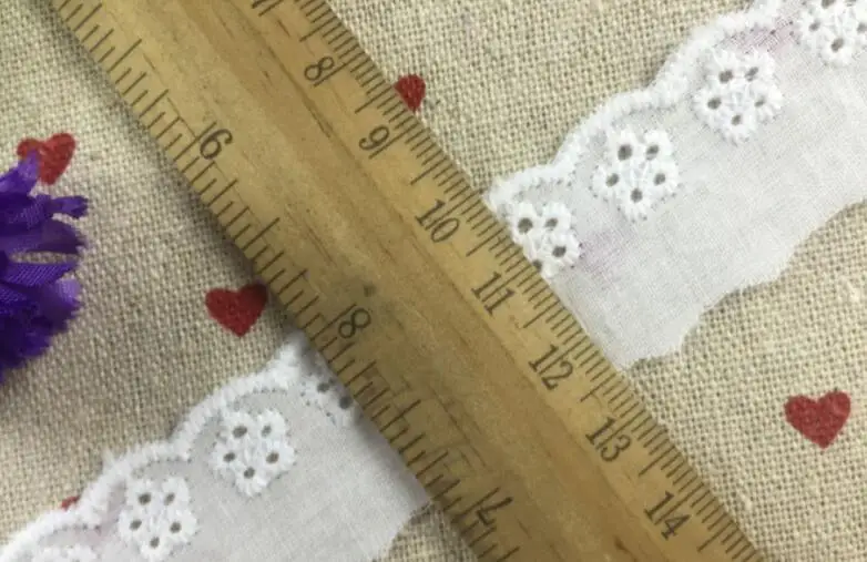 Cotton Cloth Embroidery White Lace Trim 10 Meters/lot 2.5cm Width For Lace Fabric Sewing Accessories