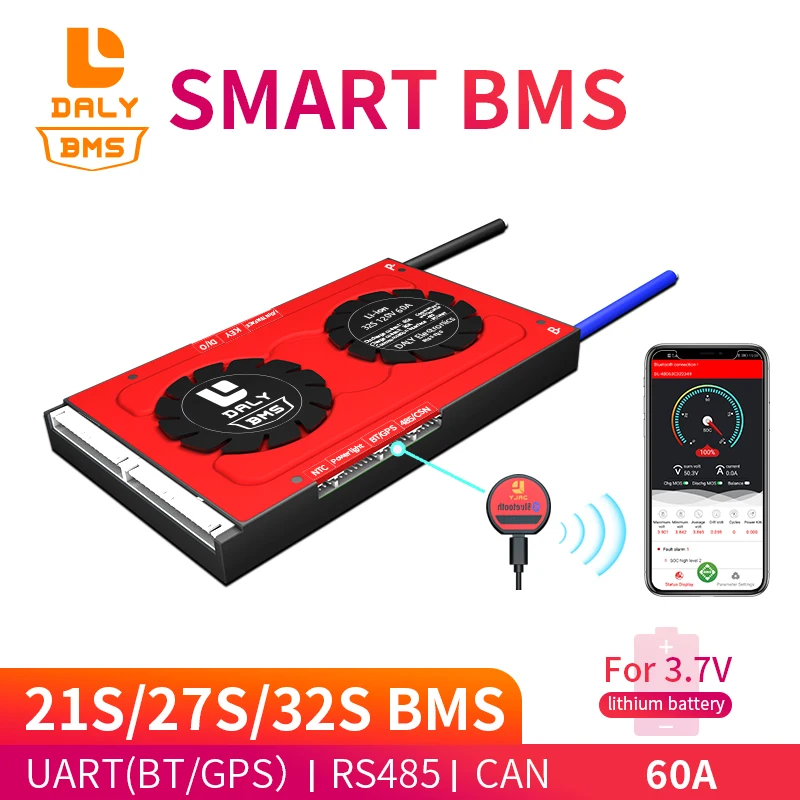 Литий-ионный смарт-аккумулятор BMS 3 7 в 18650 21S 27S 32S 60A активный баланс bluetooth bms usb с