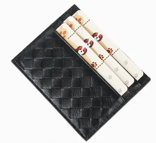 

Woven card bag leather women's fashion multi position card clip bank certificate card bag men's bus card