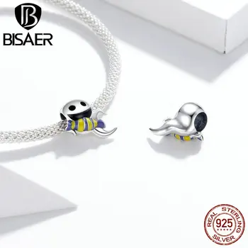 

BISAER Trick or Treat Kid Beads 925 Sterling Silver Zircon Halloween Charms Pendant Fit DIY Bracelet Necklace Jewelry HSC1619