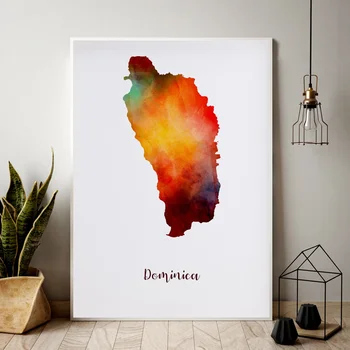 

Dominica map watercolor Map Modern City Canvas Art Print Wall Pictures for Living Room No Frame