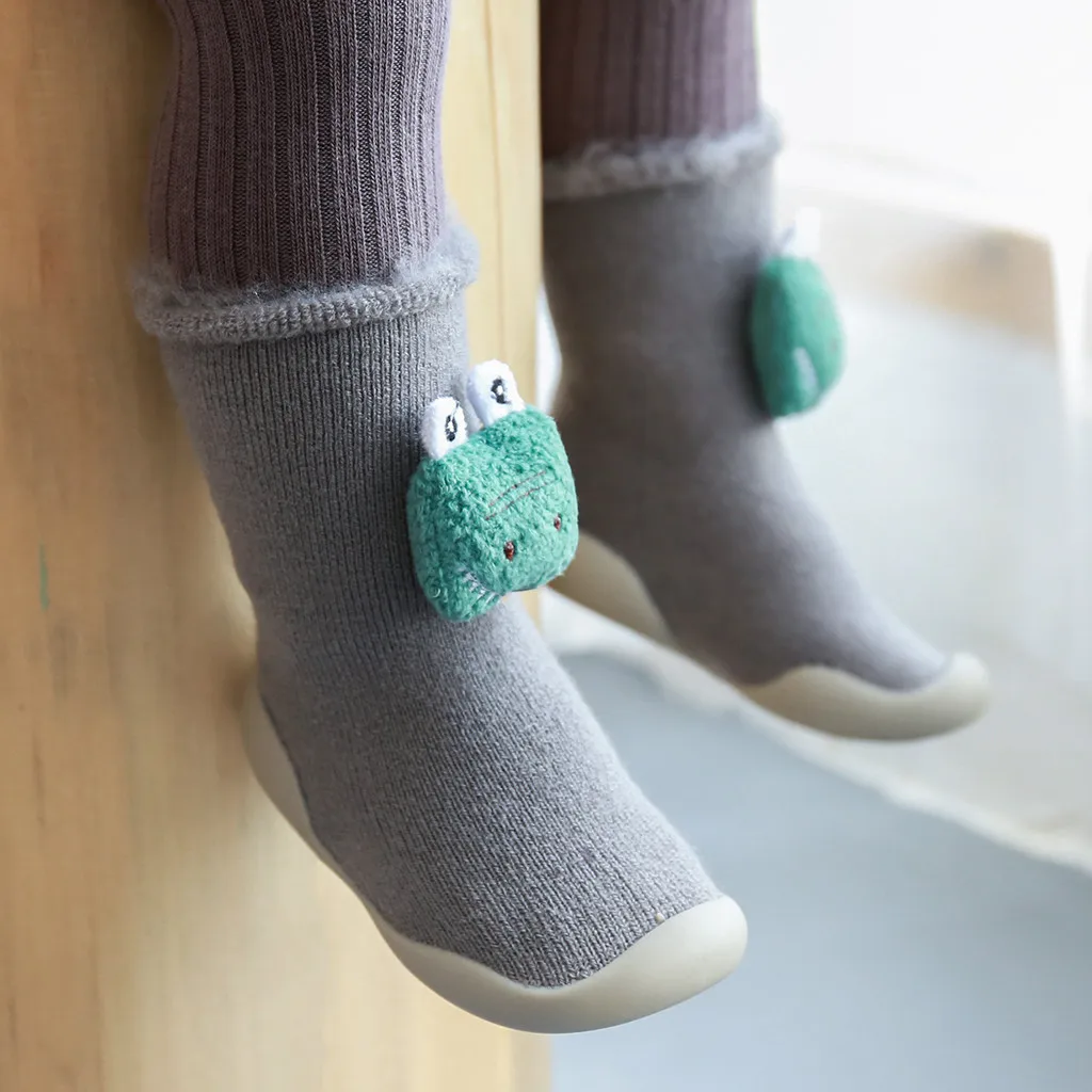 Детские носки для маленьких мальчиков и девочек; сезон осень-зима; вязаные носки с мягкой резиновой подошвой; тапочки; Skarpetki Recien Nacido
