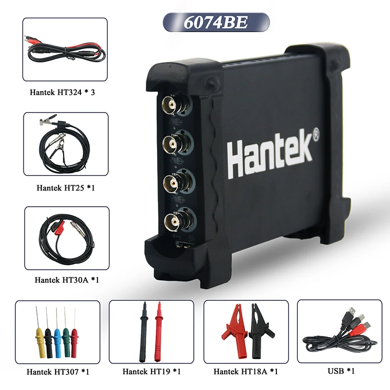 Автомобильный осциллограф Hantek 6074Be 4 канала 70 МГц Usb цифровой диагностический