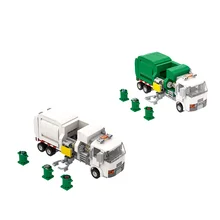 

MOC 379PCS Green White Car Garbage Truck Machine Intelligent City Cleaner Children Toy Building Blocks Bricks Kids Children Gift