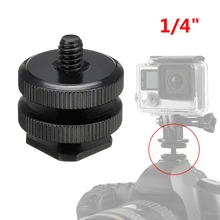 1/4 Hot Shoe Mount Phone Holder Dual Nut Cold Shoe Adapter Bracket For Canon Sony Nikon DSLR Camera For GoPro Hero Accessories