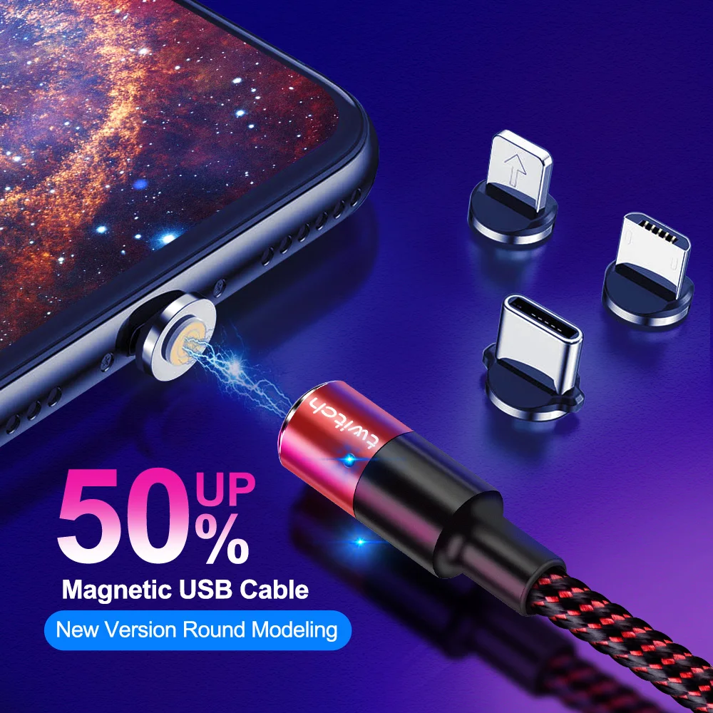 Магнитный Micro USB кабель Twitch 3A, магнитное зарядное устройство для samsung, Xiaomi, huawei, LG, 1 м, 2 м, магнитный шнур для быстрой зарядки, кабели Microusb