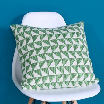 

DUNXDECO Cotton Knitting Cushion Cover Decorative Pillow Case Nordic Geometric Blue Green Forest Warm Soft Coussin Sofa Decor