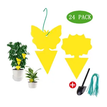 

24PCS Gnats Insect Dual Sided Catcher Plant For Aphids Strong Glue Non Toxic Sticky Traps Yellow Pest Control Garden Fruit Fly