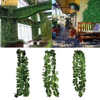 

2.3M Garland Artificial Fake Eucalyptus Willow Green Leaf Plants Greenery Foliage Wall Hanging Home Garden Decor