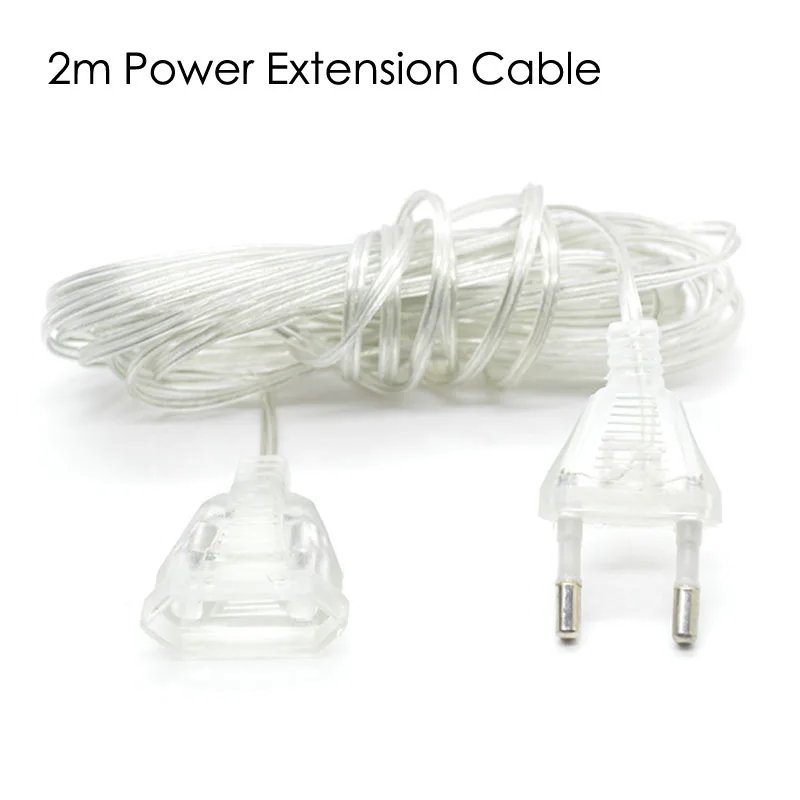 2M Extension Cable 2x2 м, 3x2 м, 4x6 м, светодиодный сетчатый светильник, гирлянда, оконная занавеска, Рождественский Сказочный светильник, для праздника, свадьбы, вечеринки, декоративный светильник s - Испускаемый цвет: 2M Extension Cable