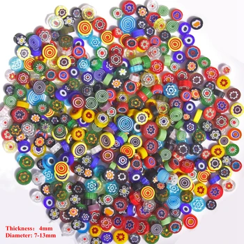 

25g/28pcs Mixed Color Handmade Millefiori Glass Beads Flower Lampwork Beads Mosaic Decor DIY Bracelet Jewelry Making No Hole