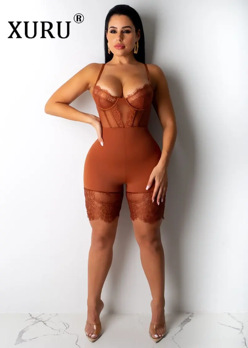 XURU European and American Fashion New Sexy Jumpsuit Autumn Body Cartilage Sling Lace Nightclub Jumpsuit