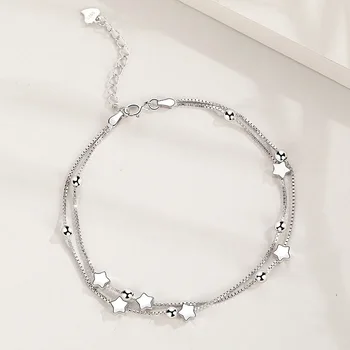 

Genuine S925 sterling silver star bracelet ladies Japanese small fresh round bead transfer bead star bracelet silverware